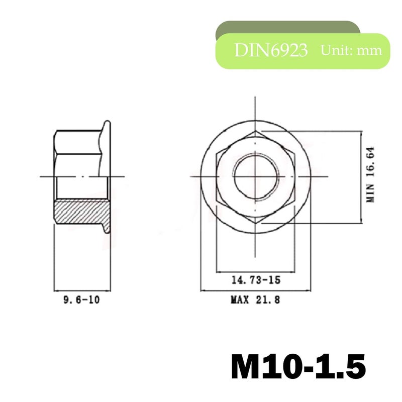 sotoolstop Store M10 Flange Nuts, 304 Stainless Steel M10-1.5 Serrated Flange Hex Lock Nuts, 10Pcs-Pack - Image 4